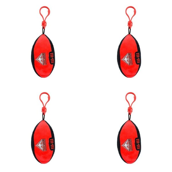4x AFL Essendon Footy Sports Keyclip Accessory Bag Keychain Merchandise 10cm