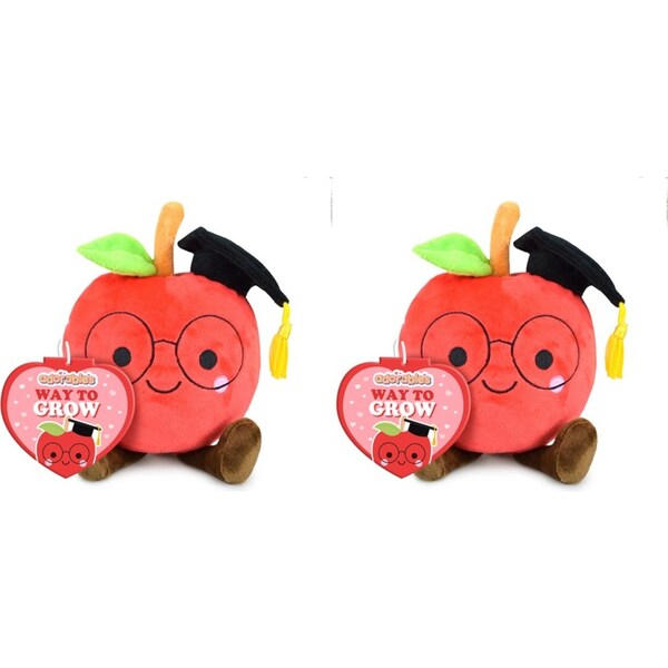 2x Adorables Graduation Apple Plush Stuffed Kids/Children Cuddle Toy 17cm Red
