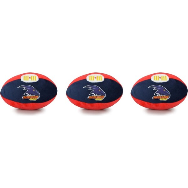 3x AFL Footy Adelaide Sports Plush Ball Kids/Toddler Squeeze Football Toy 18cm
