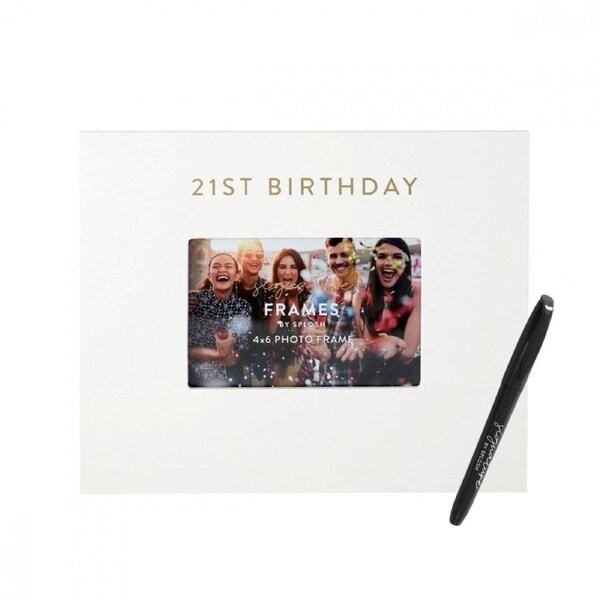 Splosh 21st Birthday Signature Photo Frame w/ Marker Home Decor 27.5x23cm White