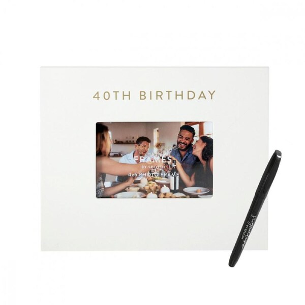 Splosh 40th Birthday Signature Photo Frame w/ Marker Home Decor 27.5x23cm White