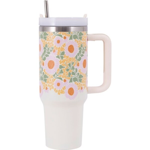 Splosh Picnic 1.2L Spring Floral Double Wall Insulated Water Tumbler w/ Straw