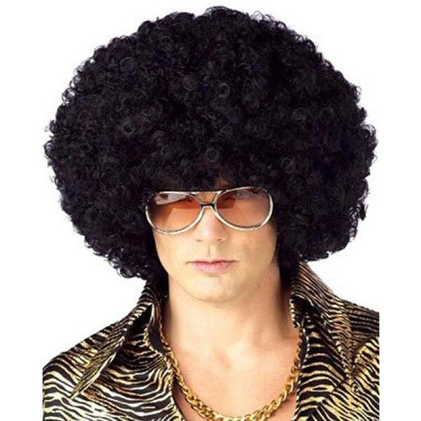 70s Jumbo Curly Black Wig