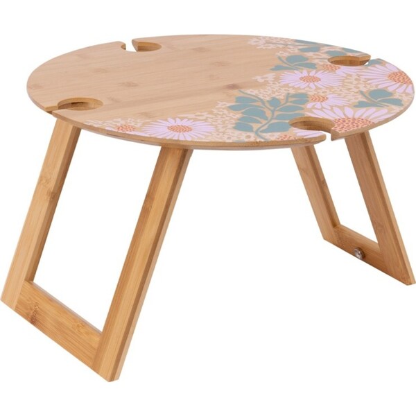 Splosh Picnic Spring Floral Bamboo Foldable Outdoor Picnic Wooden Table 40cm