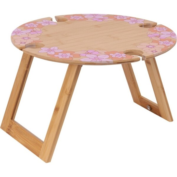 Splosh Picnic Retro Floral Bamboo Foldable Outdoor Picnic Wooden Table 40cm