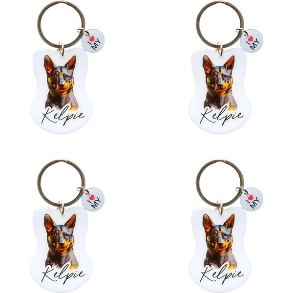 4x Splosh Pet Kelpie Keyring Animal Keychain Hanging Bag Charm Accessory 4x8.5cm
