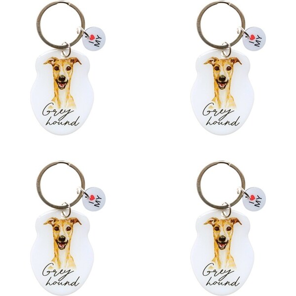 4x Splosh Pet Greyhound Keyring Animal Keychain Hanging Bag Accessory 4x8.5cm