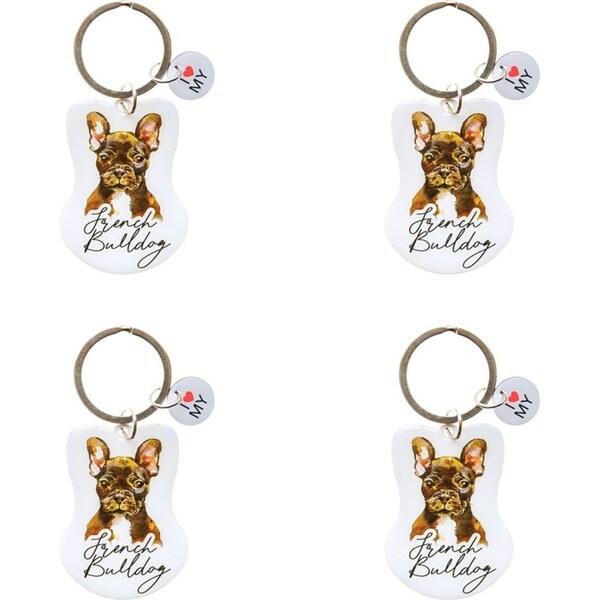 4x Splosh Pet French Bulldog Keyring Animal Keychain Hanging Accessory 4x8.5cm