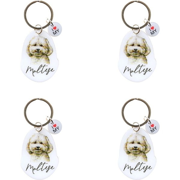 4x Splosh Pet Maltese Keyring Animal Keychain Hanging Bag Accessory 4x8.5cm