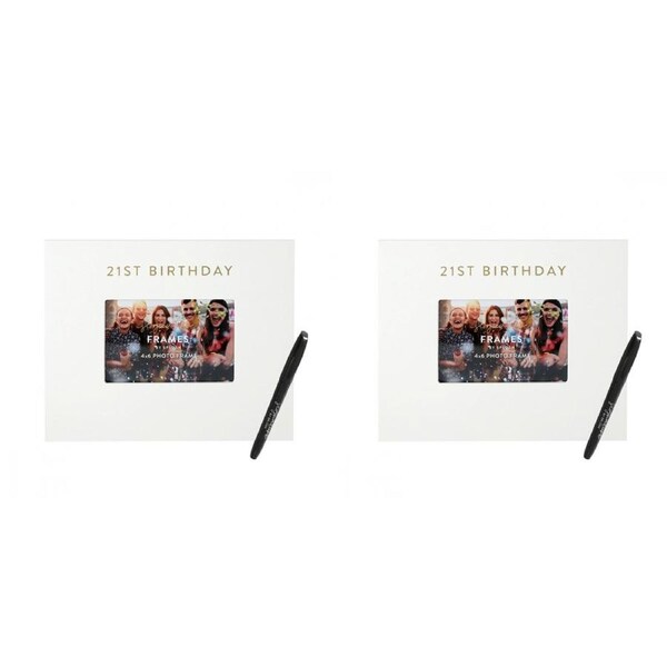 2x Splosh 21st Birthday Signature Photo Frame w/ Marker Decor 27.5x23cm White