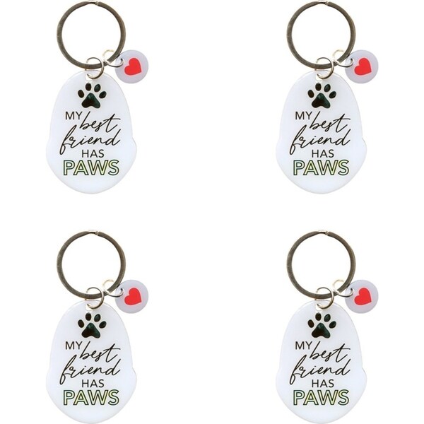 4x Splosh Pet Best Friend Has Paws Keyring Animal Keychain Bag Accessory 4x8.5cm