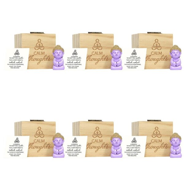 6x Splosh Calm Pocket Promise 6cm Mini Buddha Poly Statue w/ Box/Card Home Decor