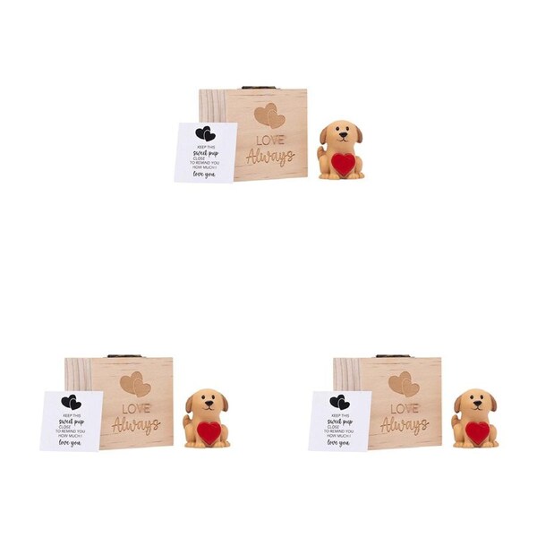 3x Splosh Love Pocket Promise 6cm Mini Puppy Poly Statue w/ Box/Card Home Decor