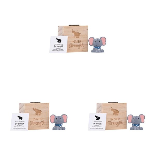 3x Splosh Strength Pocket Promise 6cm Elephant Poly Statue w/ Box/Card Decor