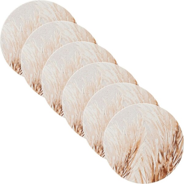 6x Splosh Home Sweet Home 11cm Wheatgrass Round Ceramic Coaster Table Pad