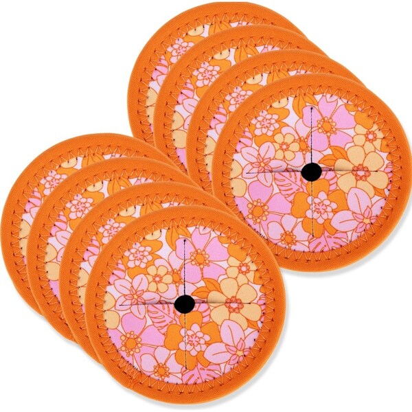 8x Splosh Picnic 9.5cm Retro Floral Wine Glass Round Coaster Table Protector Pad
