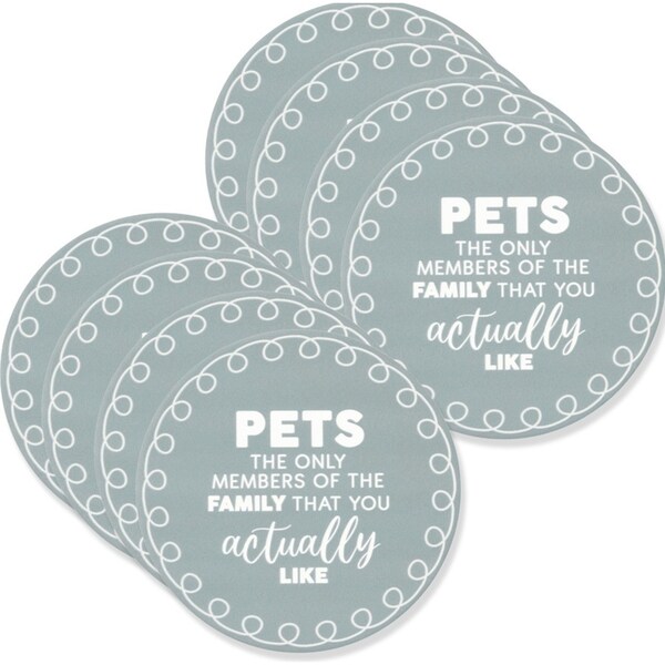 8x Splosh Pet Lovers 10.5cm Family Round Ceramic Coaster Table Protector Pad