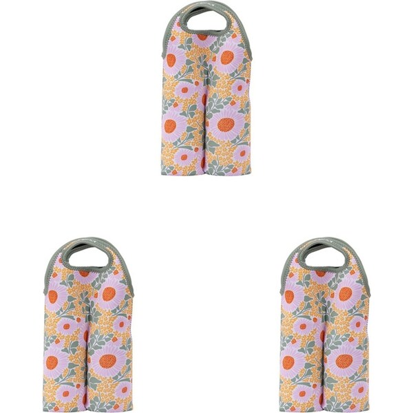 3x Splosh Picnic 23x37cm Spring Floral Wine Cooler Outdoor Insulated Bag/Carrier