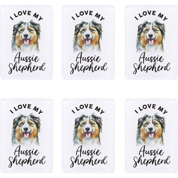 6x Splosh Pet Lovers Aussie Shepherd Acrylic Magnet Fridge Home Decor 7x5cm