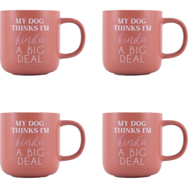 4x Splosh Pet Lovers 12x9cm Big Deal Ceramic Mug Coffee/Tea Cup Drinkware Pink