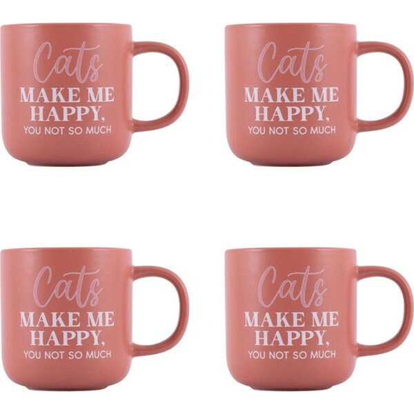 4x Splosh Pet Lovers 12x9cm Happy Ceramic Mug Coffee/Tea Drinking Cup PNK