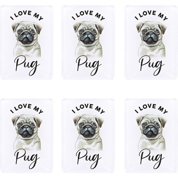 6x Splosh Pet Lovers Pug 7cm Acrylic Magnet Home Fridge Decor Display White