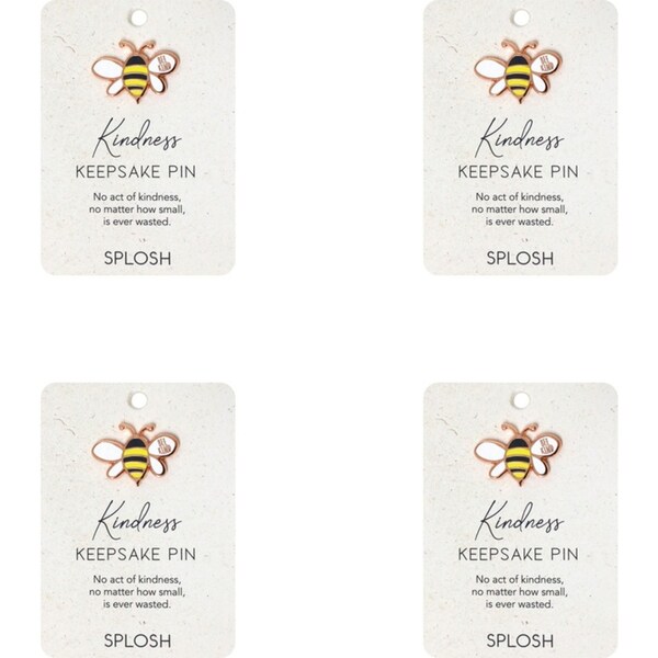 4x Splosh Enamel Kindness Bee Keepsake Pin Button Brooch Jewellery 7.5x11cm