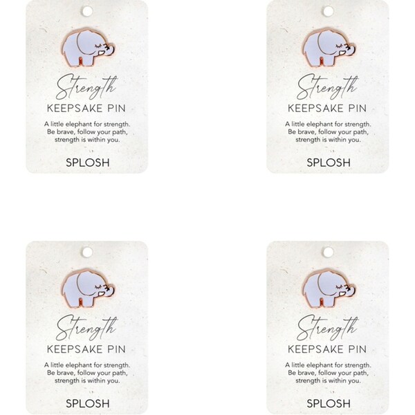 4x Splosh Strength Little Elephant Keepsake Pin Brooch Jewellery 7.5x11cm
