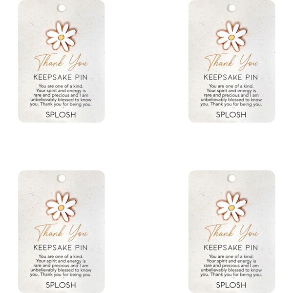 4x Splosh Thank You Flower Keepsake Pin Brooch Fashion Jewellery 7.5x11cm