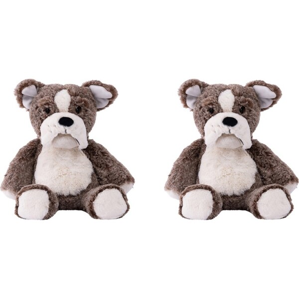 2x Mary Meyer Marshmallow Bulldog 33cm Soft Stuffed Plush Toy Kids 0+ Grey