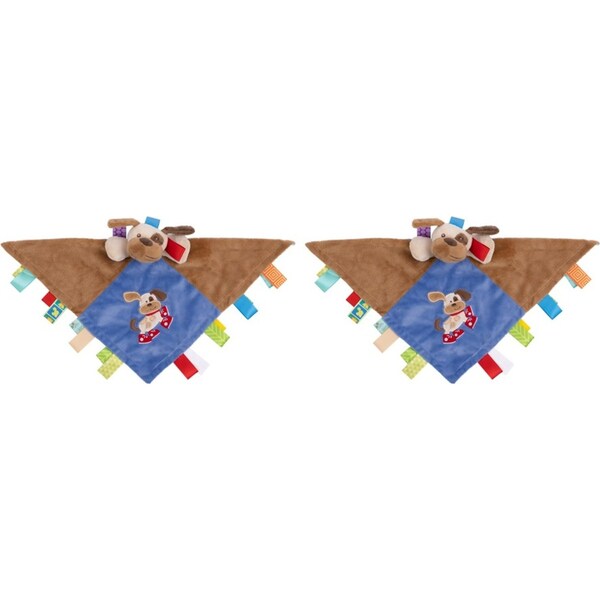 2x Mary Meyer Taggies Buddy Dog Character Plush Blanket 33x33cm Baby Toy 0+