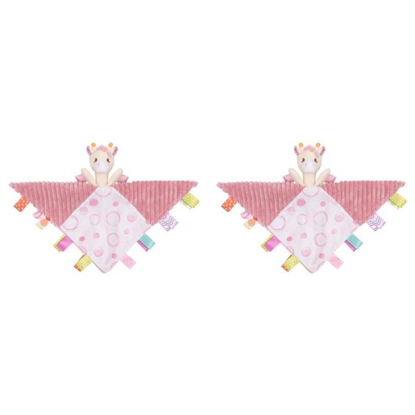 2x Mary Meyer Taggies Giraffe Character 33x33cm Plush Blanket Kids 0+ Toy Pink