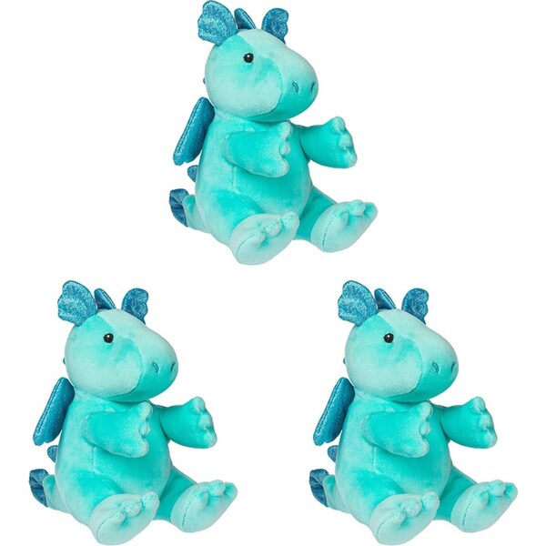 3x Mary Meyer Smootheez Dragon 13cm Soft Plush Stuffed Animal Toy Kids 0+ Aqua