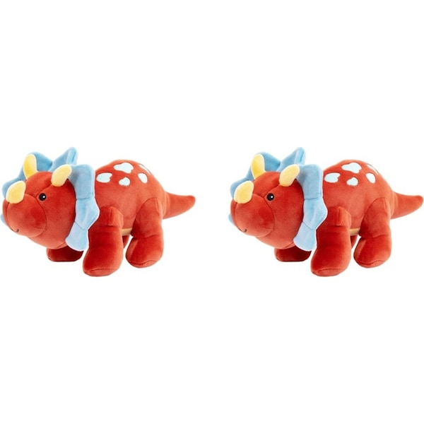 2x Mary Meyer Smootheez Triceratops 25cm Soft Plush Stuffed Toy Kids 0+ Red