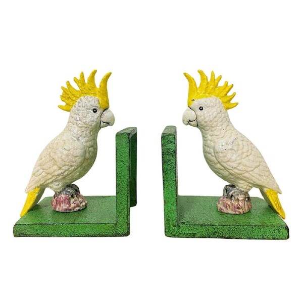 Cast Iron Cockatoo Bookends