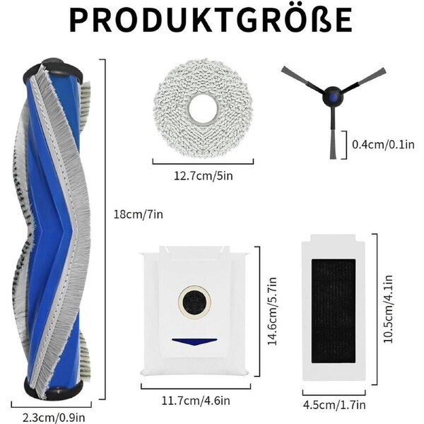 iDeer Life Replacement Accessories For ECOVACS Deebot T30 Robot Vacuum Cleaner (12PCS)