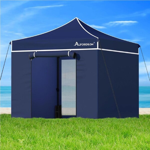 3x3m Gazebo ALFORDSON Pop Up Marquee Side Wall Portable Navy