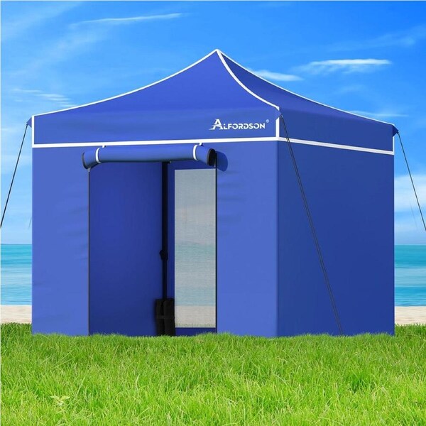 3x3m Gazebo ALFORDSON Pop Up Marquee Side Wall Portable Blue