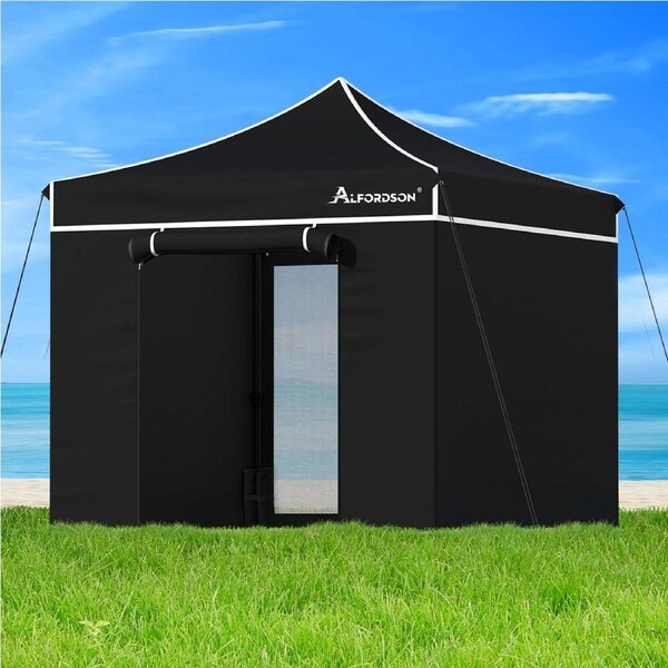 3x3m Gazebo ALFORDSON Pop Up Marquee Side Wall Portable Black