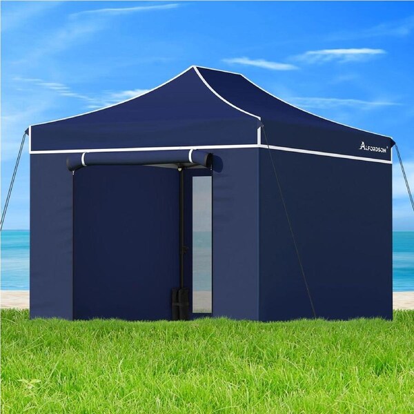 3x4.5m Gazebo ALFORDSON Pop Up Marquee Side Wall Portable Navy