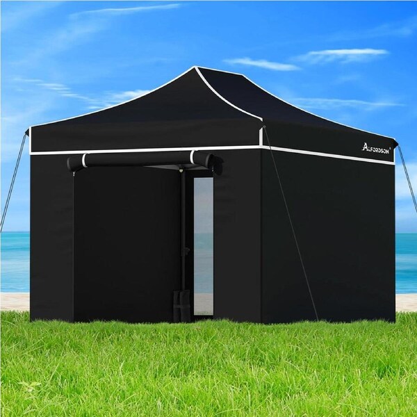 3x4.5m Gazebo ALFORDSON Pop Up Marquee Side Wall Portable Black