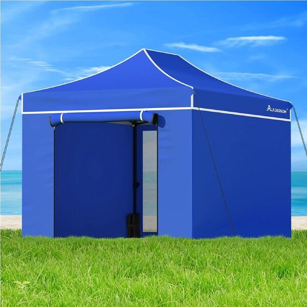 3x4.5m Gazebo ALFORDSON Pop Up Marquee Side Wall Portable Blue