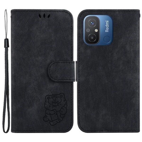 Leather Phone Case For Xiaomi Redmi 12c 4g Stand Wallet Tiger Pattern Imprinted Cover