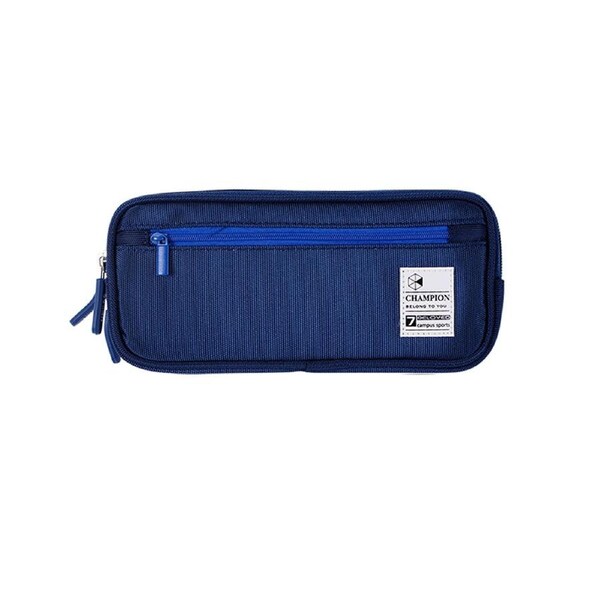 Multifunction Double Layer Zipper Pencil Case Pen Bag Stationery Storage Pouch-Blue