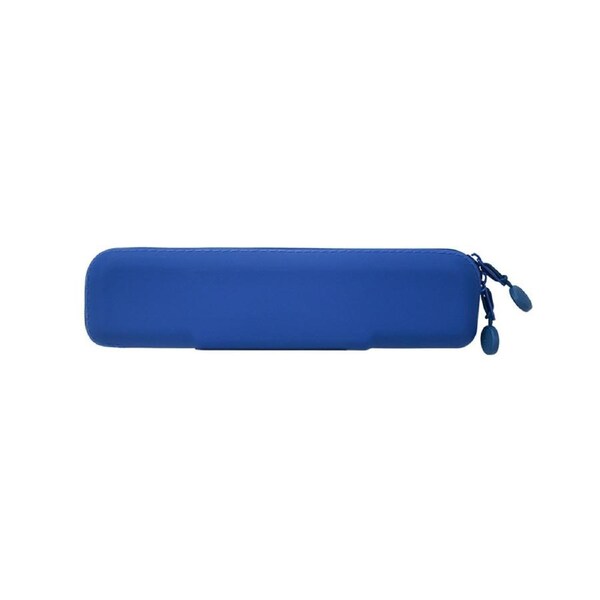Silicone Solid Color Soft Pencil Case Creative Large Capacity Stationery Bag-Blue Small