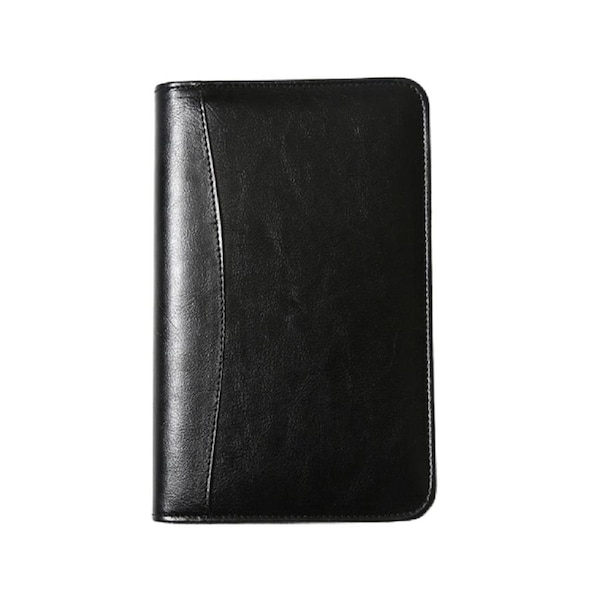 Note Book Loose-leaf Storage Bag Design Zipper Spiral Bound A6 Writing Journal Notebook Office Supplies -Black