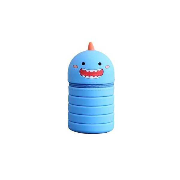 Pencil Case 3D Retractable Silicone Student Stationery Pen Pouch for Office-Blue
