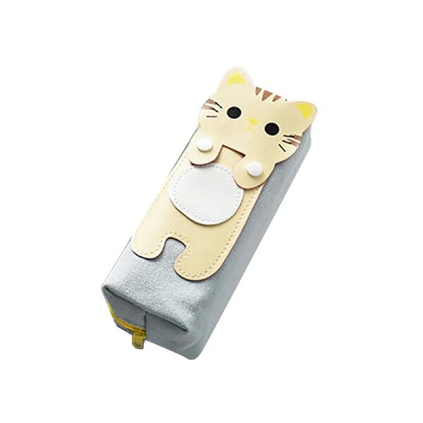 Cute Cats Canvas Zipper Pencil Case Pen Bag School Stationery Storage Pouch Box-Light Blue