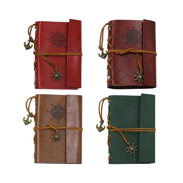 Retro Anchor Faux Leather Cover Notebook Journal Traveler Book Diary Blank String-Dark Blue