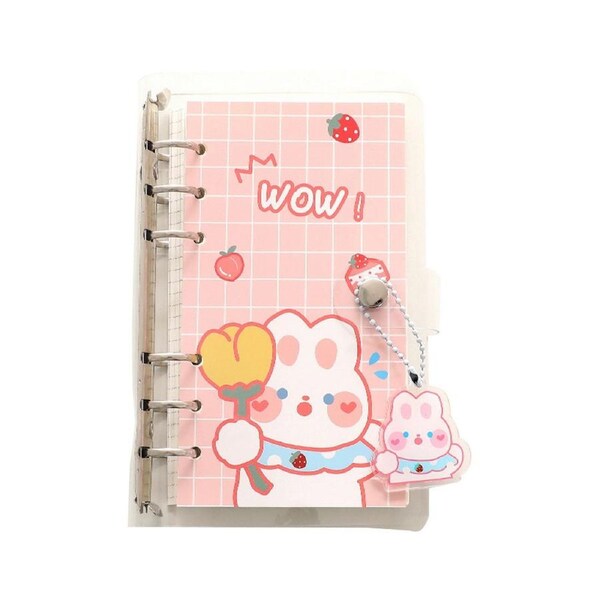 1 Set Scrapbook Notebook Refillable Loose Leaf Detachable Thickened Paper No Ink Bleeding Smooth Writing 100 Sheets Diary Notebook School Accessory-Pink